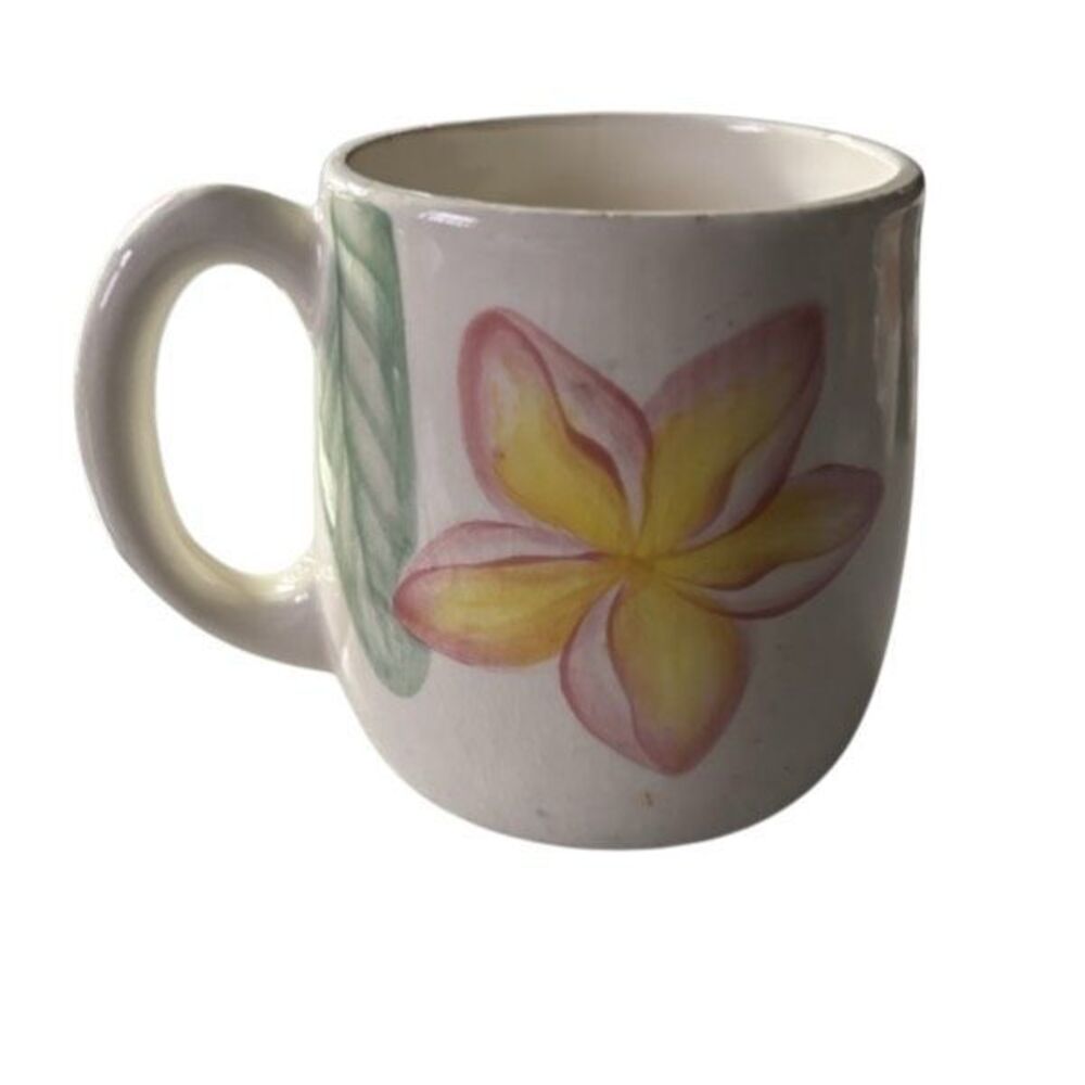 Pots N Stuff Hand Painted Maui Floral Ceramic Coffee Mug